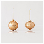 Γυαλινο Στολιδι, Σαμπανι, με Σχεδια Glitter, 2 Σχηματα, σετ 4 Τμχ, 10cm