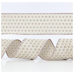 Κορδελα Εκρου, με ροζ και Ασημι Glitter, 6,35cm, 10y