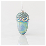 Γυαλινο Στολιδι, Ιριδιζουσα Κουκουναρα, Μεντα, σετ 2τμχ, 7,9x14cm