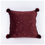 Μαξιλαρι, Μπορντο Βελουδο μe Χρυσα Αστερακια, 45x45cm