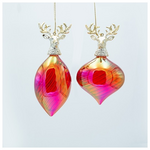 Στολιδι Πλαστικο, Ιριδιζον Κοκκινο με Χρυσο Ταρανδο, 2 Σχεδια, 9x5.5x15.5cm