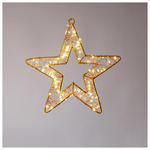 Aστερι Φωτιζομενο 23cm, 80 Μινι Led, 4,5v Μετaσχημaτιστη, Μπρονζε Μετaλλικος Σκελετος, Μπρονζε Χaλκινο Κaλωδιο, 70 Θερμa Λευκa & 10 Θερμa Λευκa Flash Μινι Led, Προεκτaση Πaροχης 5m, Ip44