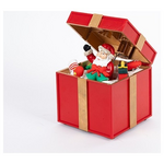 Ανοιγομενο Δωρο με Αγιο Βασιλη, με φωσ και Κινηση, Μπαταριας, 12.5x12.5x20cm