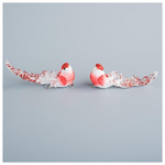 Πουλακι Κοκκινο, με Λευκα Πουπουλα, 12x5cm