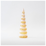 Δεντρακι Γυαλινο, Χρυσο με Λευκο Glitter, Φωτιζομενο, Μπαταριας, 8,5x28cm