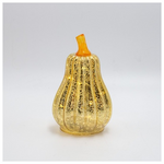 Φωτιζομενη Χρυση Γυαλινη Κολοκυθα, Μπαταριας 2xaaa, Χρονοδιακοπτη, 8 Θερμα Λευκα Led, 9x14cm, Ip20