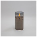 Κερι Μπαταριας, με Γυαλι, Ανθρακι, με Χρονοδιακοπτη, 7,5x15cm