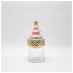 Μπισκοτιερα με ροζ Καπακι, Χριστουγεννιατικο Δεντρο, Διακοσμητικη, 11x25cm