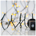 Σειρα, 700 led 3mm, 31v Μετασχηματιστη, 8 Προγραμματα & Μνημη, Πρασινο pvc Καλωδιο, Θερμο Λευκο Led, ανα 5cm, Προεκταση Παροχης 3m, Ιρ44