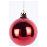 Πλαστικη Μπαλα, Κοκκινη Γυαλιστερη, σετ 6τμχ, 6cm