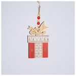 Ξυλινο Στολιδι Δωρακι, Κοκκινο, 0.8x8x22cm