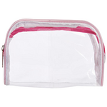 Transparent toiletry bag with colored details in 3 colors