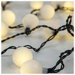 Σειρα, 80 led 5mm, Λευκες Μπαλιτσες Φ2cm, 31v Μετασχηματιστη, Πρασινο pvc Καλωδιο, Θερμο Λευκο led ανα 8cm, Προεκταση Παροχης 3m, Ip44