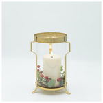 Μεταλλικο Φαναρι με Χρυσες Λεπτομερειες και Κερι, 15x22cm