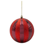 Πλαστικη Μπαλα, Μπορντο με Κοκκινο Glitter, σετ 6τμχ, 10cm