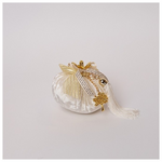 Ροδι, Βελουδινο, Μπεζ, με Χρυσες Λεπτομερειες, 10cm