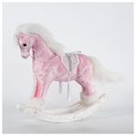 Βελουδινο Αλογακι, ροζ-Λευκο, 38x28cm