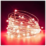 Σειρα, 100 Mini Led, 4,5v Μετασχηματιστη, Σταθερο, Ασημι Χαλκινο Καλωδιο, Κοκκινο Led, ανα 10cm, Προεκταση Παροχης 5m, Ιρ44