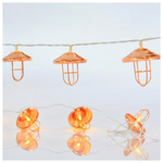 Σειρα, 10 led 5mm, με Χαλκινα Μεταλλικα Φαναρια, Μπαταριας 3xaa, Θερμο Λευκο Led, ανα 15cm, Προεκταση Παροχης 50cm, Ip20