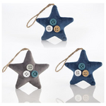 Αστερια Βελουδινα, με Κουμπακια, σε 3 Χρωματα, σετ 6τμχ, 6,5x6,5x2cm