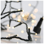 Σειρα, 100 led 3mm, 31v, Επεκταση ωσ 3, με Μετασχηματιστη, Προεκταση Παροχης 300cm, Πρασινο Καλωδιο,θερμο Λευκο Led,ana 10cm,ιρ44