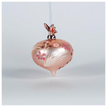 Γυαλινη Μπαλα, ροζ με Πορσελανινη Πεταλουδα, 1τμχ, 9cm