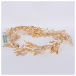 Φωτιζομενη Γιρλαντα me Χρυσα Φυλλα Ελιας 150cm, 30 Θερμα Λευκα Mini Led, Μπαταριας 2xaa, Προεκταση Παροχης 50cm, Ip20