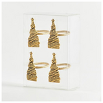 Δαχτυλιδι Πετσετας, Μεταλλικο, με Χρυσο Δεντρακι, σετ 4τμχ