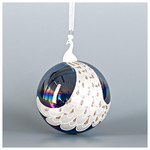 Γυαλινη Μπαλα, Μπλε με Πορσελανινο Παγωνι, 1τμχ, 10cm