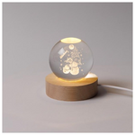 Φωτιζομενη Μπαλα 6cm, Χριστουγεννιατικη Σχεδιο, Χιονανθρωποι με Σπιτακι και Δεντρο, Usb, 6 Θερμα Λευκα smd Led, Bαση 7cm, Προεκταση Παροχης 70cm, Ip20