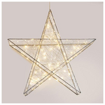 Αστερι Φωτιζομενο 110cm, 480 Led, 4,5v Μετασχηματιστη, Timer, Ασημι Μεταλλικος Σκελετος, Ασημι Χαλκινο Καλωδιο, Θερμο Λευκο Led, Προεκταση Παροχης 5m, Ip44