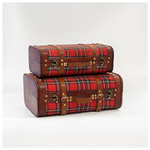 Υφασματινη Βαλιτσα, Κοκκινο Καρο, σετ 2 Τμχ, 42x28,3x17,5cm και 36x22,5x13,2cm