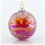 Μπαλα Γυαλινη, Διαφανη Ιριδιζουσα Κοκκινη, σετ 4τμχ, 8cm