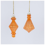 Στολιδι Γυαλινο, Πορτοκαλι, 2 Σχηματα, σετ 4τμχ, 12cm