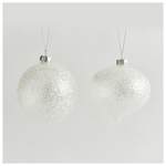 Γυαλινη Μπαλα, Διαφανη, με Γκλιτερ, 2 Σχηματα, σετ 4τμχ, 10cm