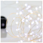 Σειρα, 100 Mini Led, 4,5v, 8 Προγραμματα, με Μετασχηματιστη, Προεκταση Παροχης 500cm, Ασημι Χαλκος, Λευκο Led, ana 10cm, Ιρ44