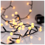 Σειρα, 300 led 3mm, Λευκες Μπαλιτσες 0.9cm, 31v Μετασχηματιστη, 8 Προγραμματα & Μνημη, Πρασινο pvc Καλωδιο, Θερμο Λευκο led ανα 3cm, Προεκταση Παροχης 3m, Ip44