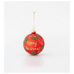 Γυαλινη Μπαλα, Κοκκινη Ματ, Merry Christmas, σετ 4τμχ, 10cm
