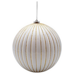 Μπαλα Πλαστικη, Λευκη με Χρυσες Αναγλυφες Ριγες, σετ 2τμχ, 15cm