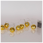 Σειρα, 10 led 5mm, Χρυση Μπαλα Πλαστικη, Μπαταριας 3xaa, Χρονοδιακοπτη, Διαφανο pvc Καλωδιο, Θερμο Λευκο Led, Θερμο Λευκο Led, ανα 15cm, Προεκταση Παροχης 30cm, Ip20