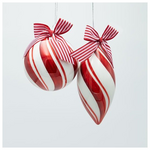 Γυαλινο Στολιδι, Candy, με Φιογκο, 2 Σχεδια, σετ 4τμχ, 10cm