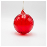 Γυαλινη Μπαλα, Κοκκινη Διαφανη, σετ 2τμχ, 12cm