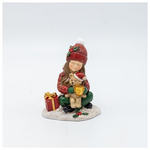 Διακοσμητικο Πολυρεζιν, Κοριτσακι με Αρκουδακι, Απαλο Ροζ, 7.5x9cm