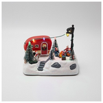 Στολισμενο Τροχοσπιτο, Φωτιζομενο, Μπαταριας, 18x11x14cm