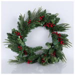 Στεφανι Πρασινο με Berries και Πρασινα Φυλλα, 60cm