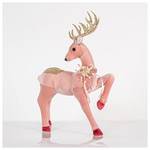 Βελουδινο Ελαφι, Ροζ, με Χρυσο Glitter, 33x47cm