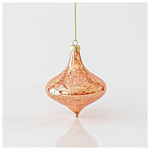 Γυαλινο Στολιδι, Κρεμμυδι, Κεχριμπαρι, με Πουλιες στο Εσωτερικο Του, σετ 4τμχ, 10x11,5cm