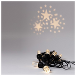 Γιρλαντα Προτζεκτορας 8 led me Σχεδιο Αστερια, 5v Μετασχηματιστη, Σταθερο, Μαυρο Καλωδιο, Θερμο Λευκο Led, ανα 50cm, Προεκταση Παροχης 5m, Ip44