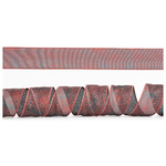 Κορδελα Μαυρη, με Κοκκινα Glitter Λουλουδια, 6,35cm, 10y