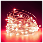 Σειρα, 100 Μινι Led, Σταθερο, 4,5v, με Μετασχηματιστη, Προεκταση Παροχης 500cm, Ασημι Χαλκος, Κοκκινο Led, ana 10cm, Ιρ44